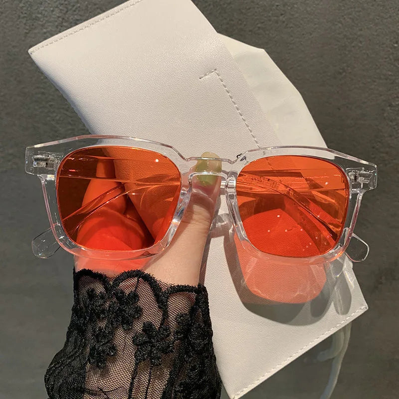 New Retro Vintage Square Frame Sunglasses for Women Men Unisex Transparent Outdoor Sports Ridding Black Sunglasses Eyewear UV400