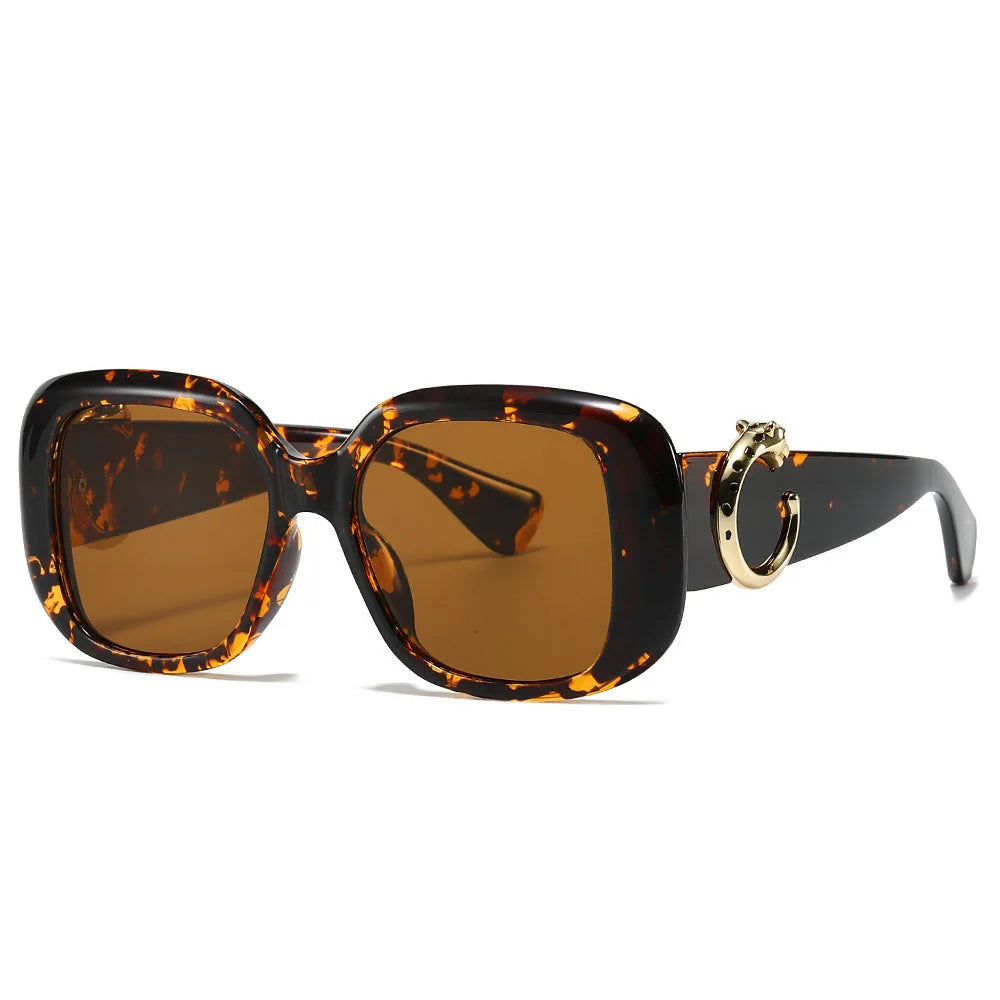 Big Frame Luxury Brand Designer Vintage Square Sunglasses Women For Men Sun Glasses Punk Classic Outdoor Gold Leopard Shades