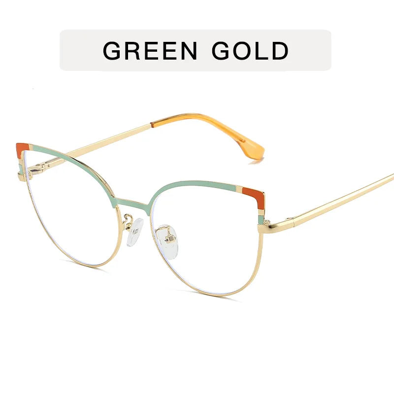 Cute cat eye glasses frame metal anti-blue light glasses female ins fashion spring leg glasses frame computer goggles whosale