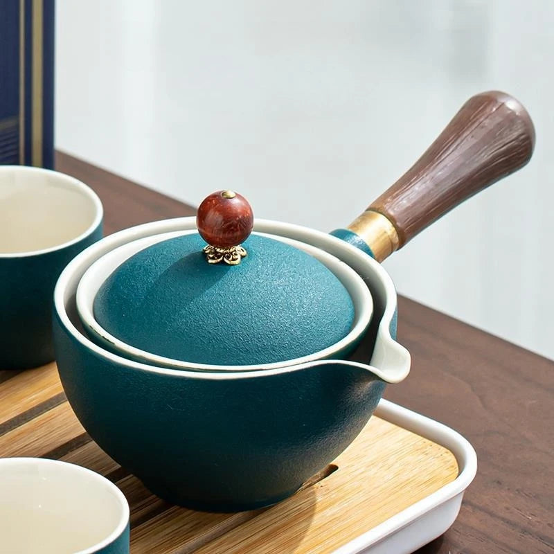 Automatic Rotating Ceramic Teapot - Kung Fu Tea Set