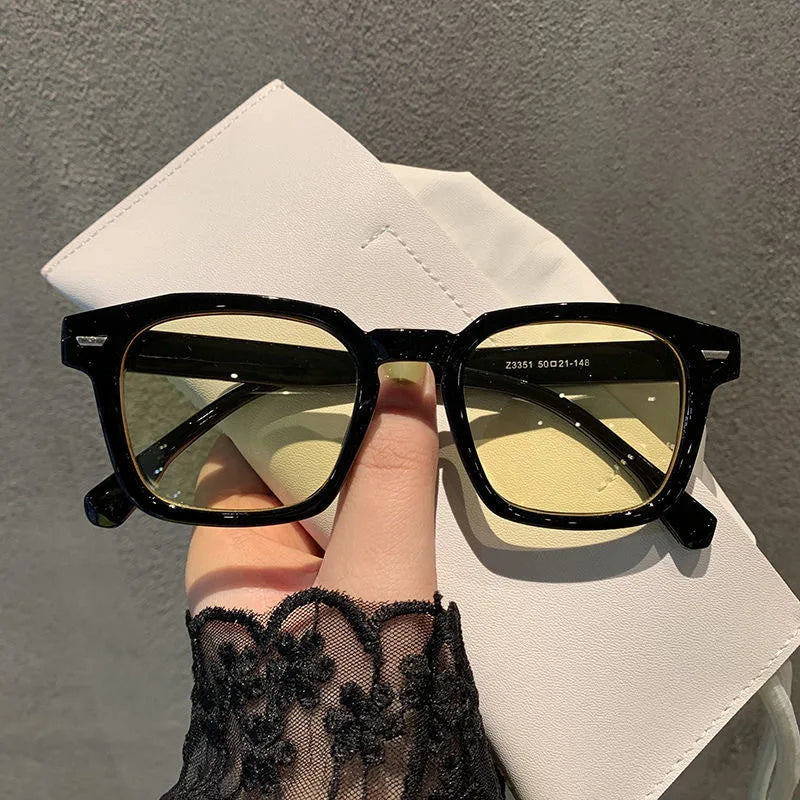 New Retro Vintage Square Frame Sunglasses for Women Men Unisex Transparent Outdoor Sports Ridding Black Sunglasses Eyewear UV400