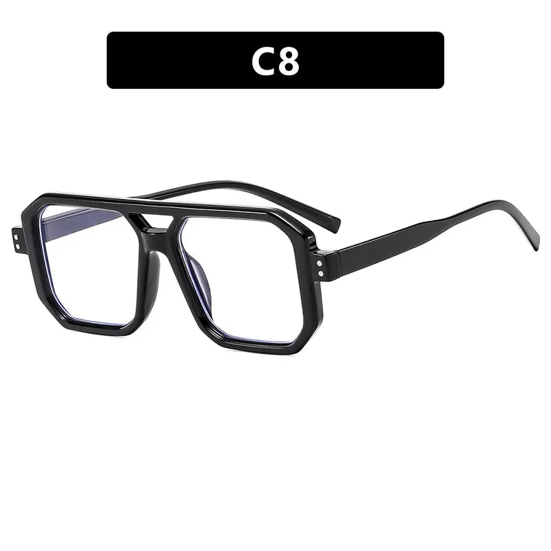 Vintage Brand Designer Square Sunglasses Women For Men Fashion Popular Luxury Sun Glasses Punk Rivet Double Color Eyeglasses