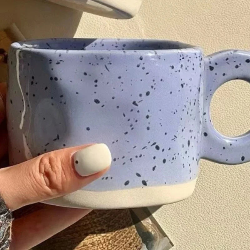 280ml Ceramic Ring Handle Mug - Modern Print Coffee Cup