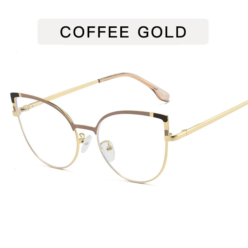 Cute cat eye glasses frame metal anti-blue light glasses female ins fashion spring leg glasses frame computer goggles whosale