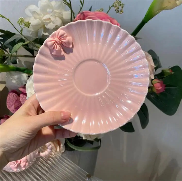 French Pink Bow Cup - Light Luxury Coffee Cup Set
