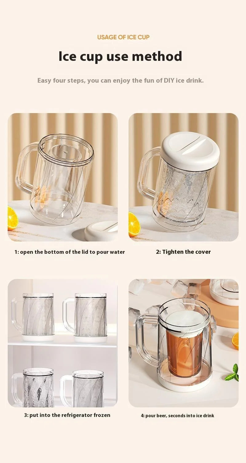 1 Pc Summer Double-layer Refrigerated Ice Cups. Beer Cups with Large Capacity for Beverages. Household Drinking Utensils.