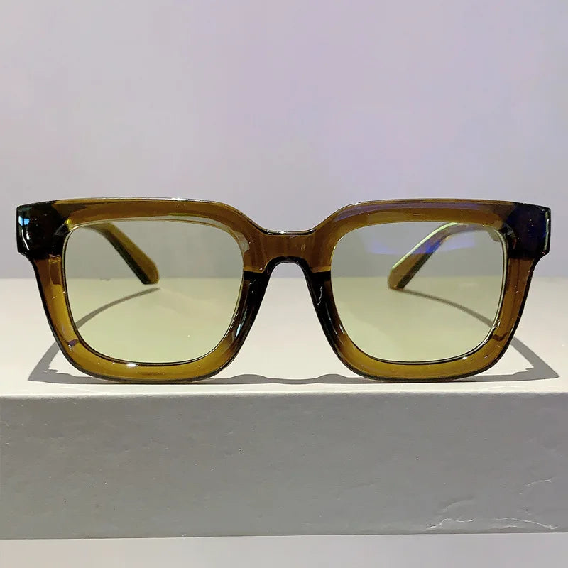 Luxury Brand Designer Classic Vintage Square Sunglasses Women For Men Olive Green Sun Glasses Trend Punk Popular Travel Shades