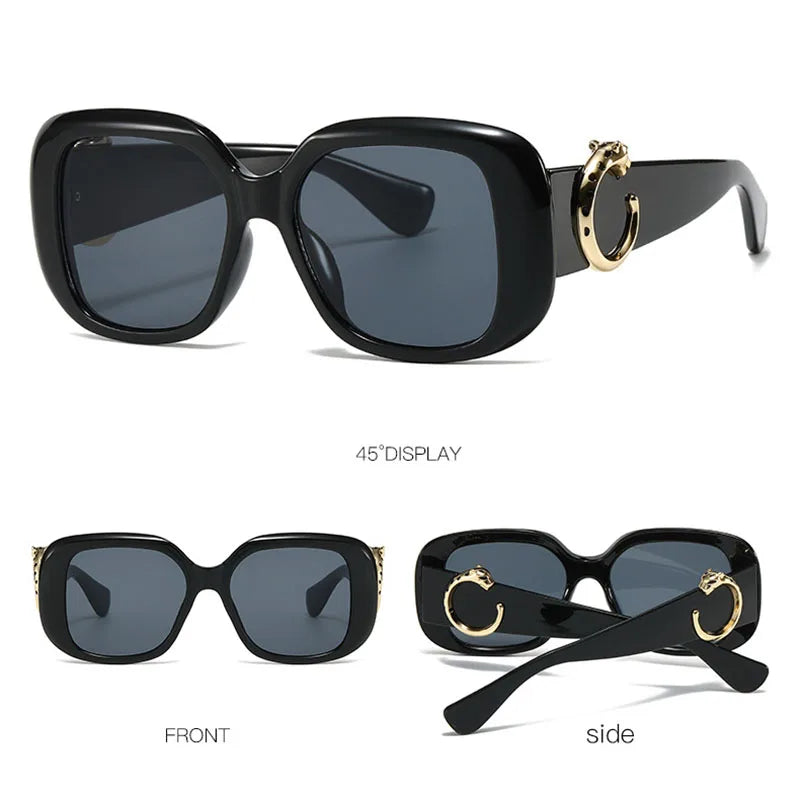 Big Frame Luxury Brand Designer Vintage Square Sunglasses Women For Men Sun Glasses Punk Classic Outdoor Gold Leopard Shades
