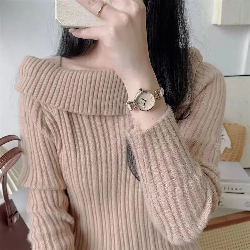 Simple Women's Bracelet Watch - Small Round PU Leather Retro