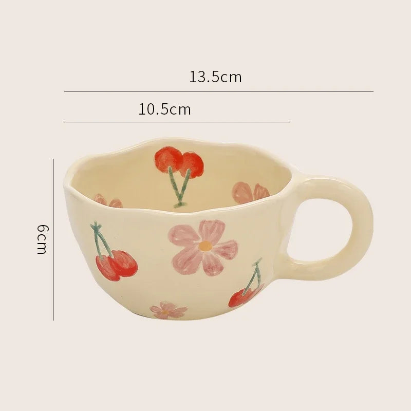 Creative Floral Pattern Ceramic Coffee Mug - Office & Home Use
