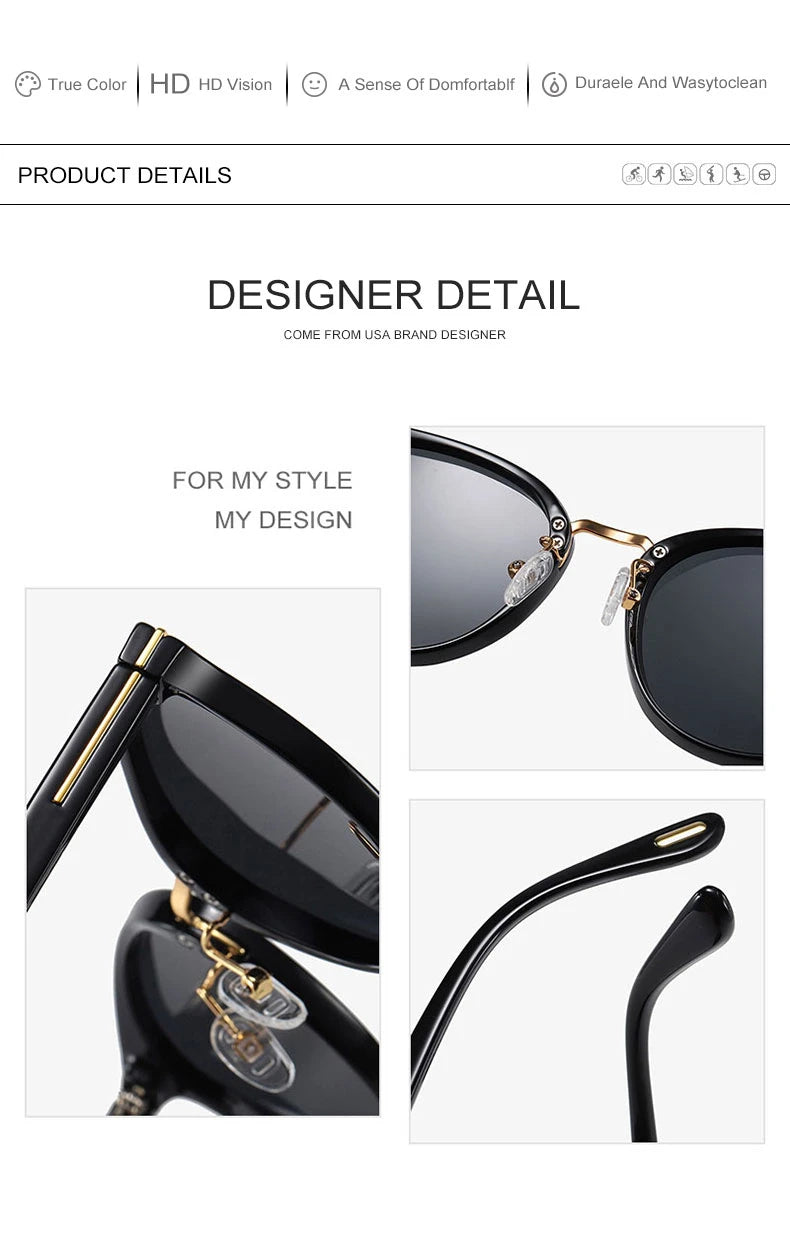 HBK Retro Polarized Sunglasses Woman Cat Eye Fashion Polar Sun Glasses Luxury Ladies Brand Ultralight Tourism Party Driving
