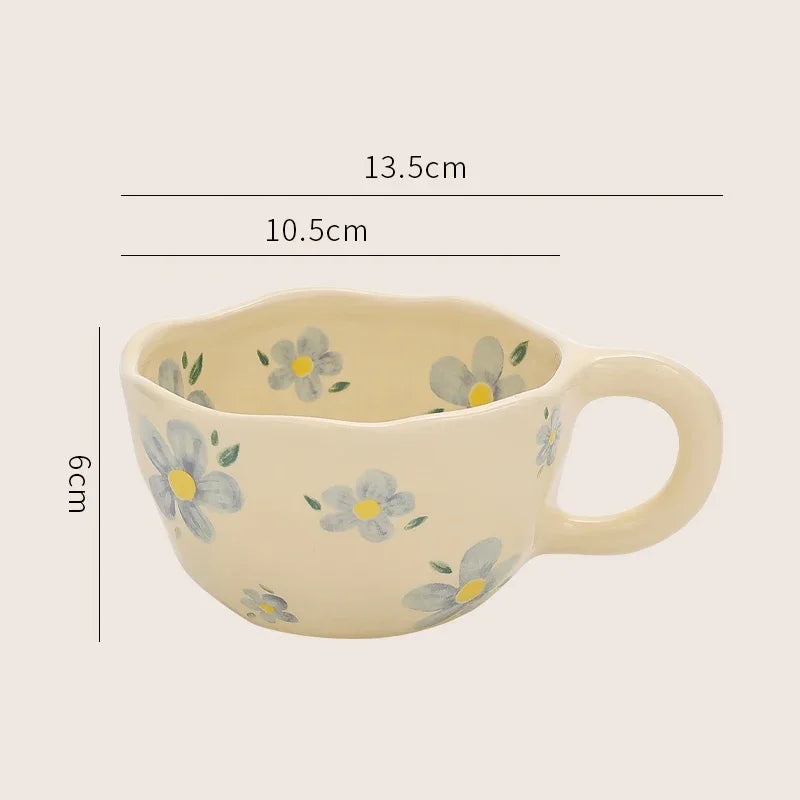 Creative Floral Pattern Ceramic Coffee Mug - Office & Home Use