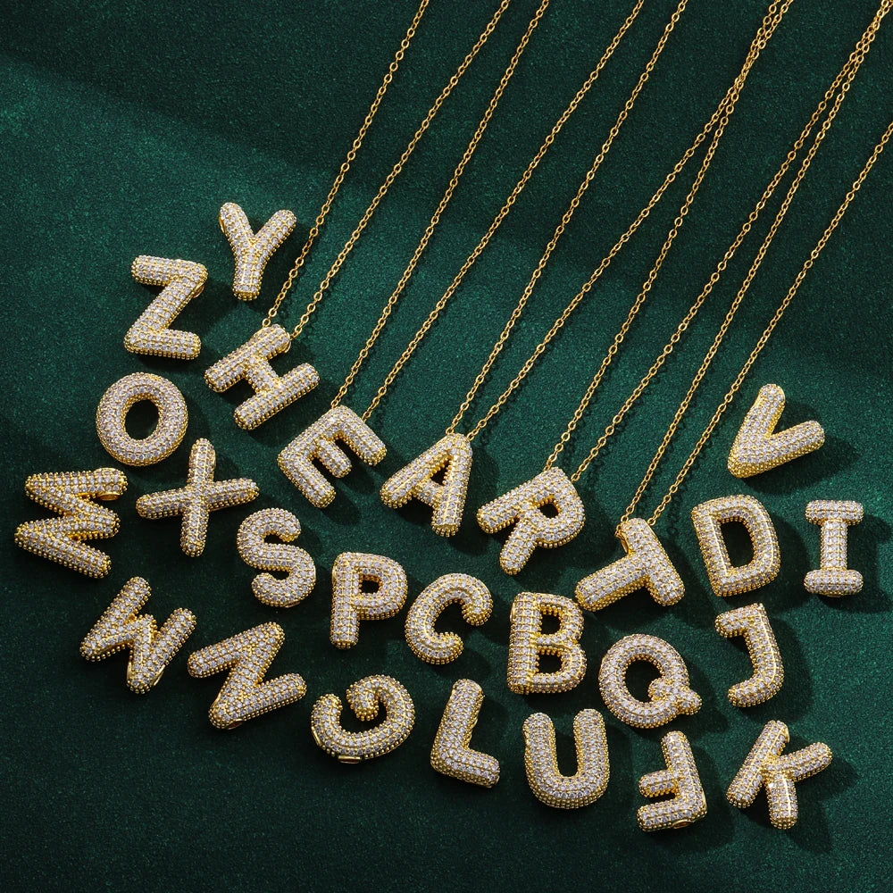 New Trendy Zircon Crystal 26 English Letters Necklaces For Women Female Fashion Stainless Steel Choker Chain Jewelry Wholesale