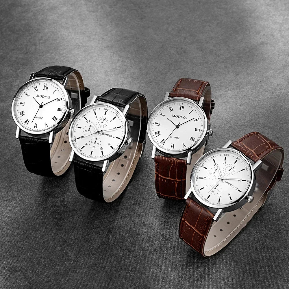 Men's Business Leather Strap Watch - Luxury Quartz Wristwatch