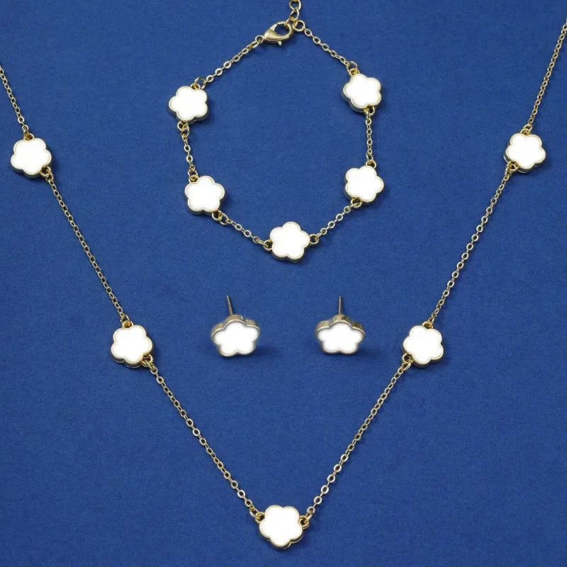 Water Drop Jewelry Set - 4-Piece Fashion Necklace Bracelet Ring Earrings