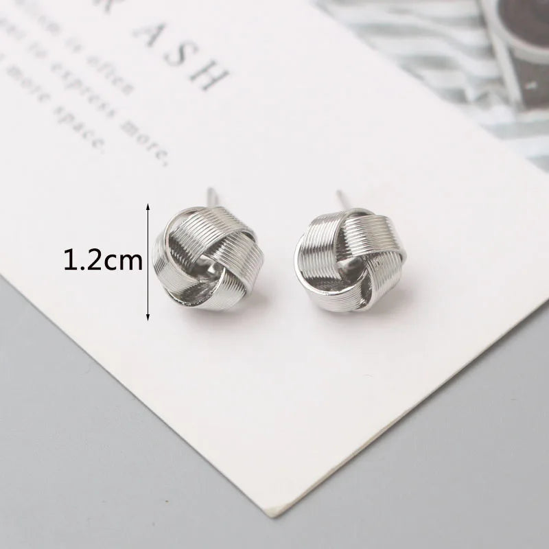 Tiny Gold Stud Earrings - Small Twist Round Fashion Jewelry