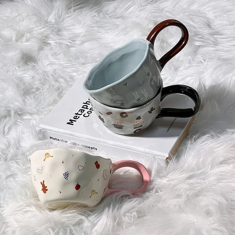 300ml Cute Bear Rabbit Ceramic Mug - Kids Coffee Cup