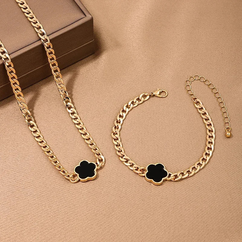 Water Drop Jewelry Set - 4-Piece Fashion Necklace Bracelet Ring Earrings