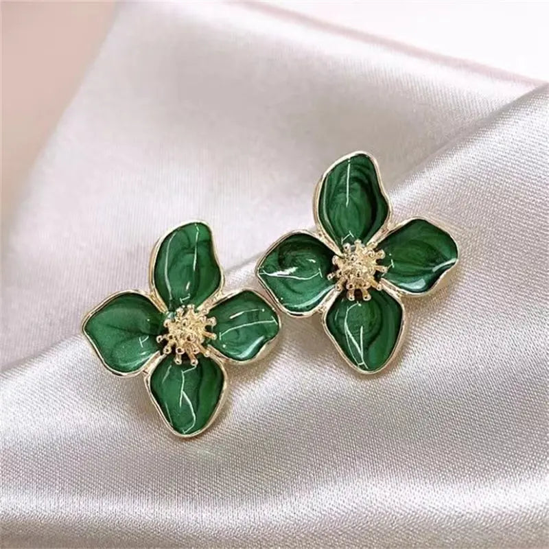 Metal Flower Retro Earrings - Matte Texture Fashion Jewelry