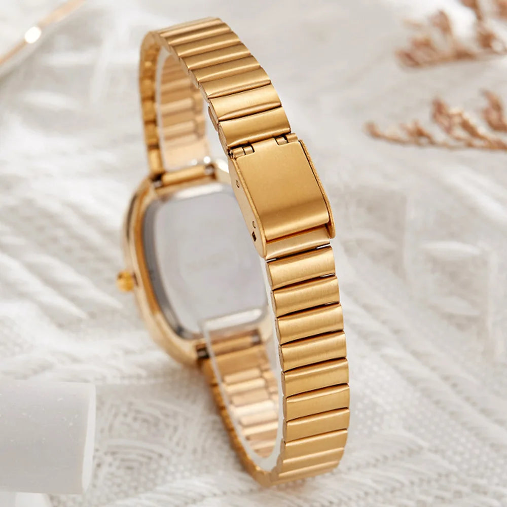 Elegant Oval Women Quartz Watch Luxury Brand Stainless Steel Band Dress Wristwatch Fashion Casual Classical Ladies Watches
