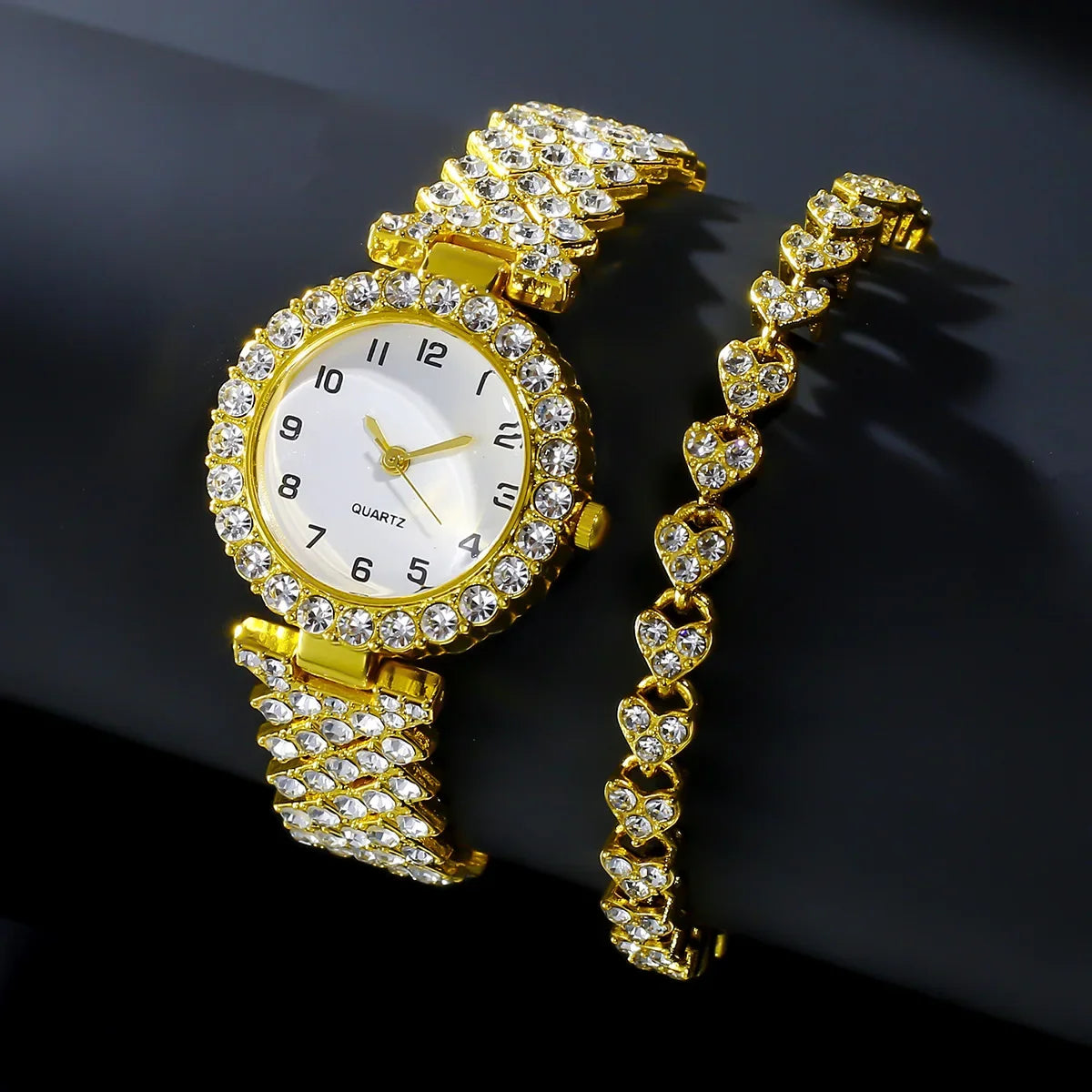 Luxury Women Watch Set - Silver Strap Quartz with Bracelet Gift