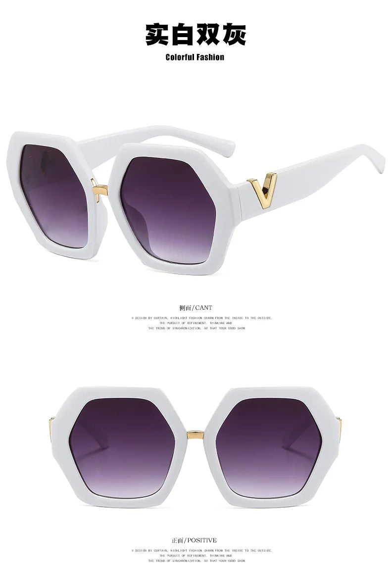 Fashion Luxury Designer Sunglasses Women Men Oversized Polygonal Sun Glasses Female Vintage Travel Driving Shades Eyewear UV400