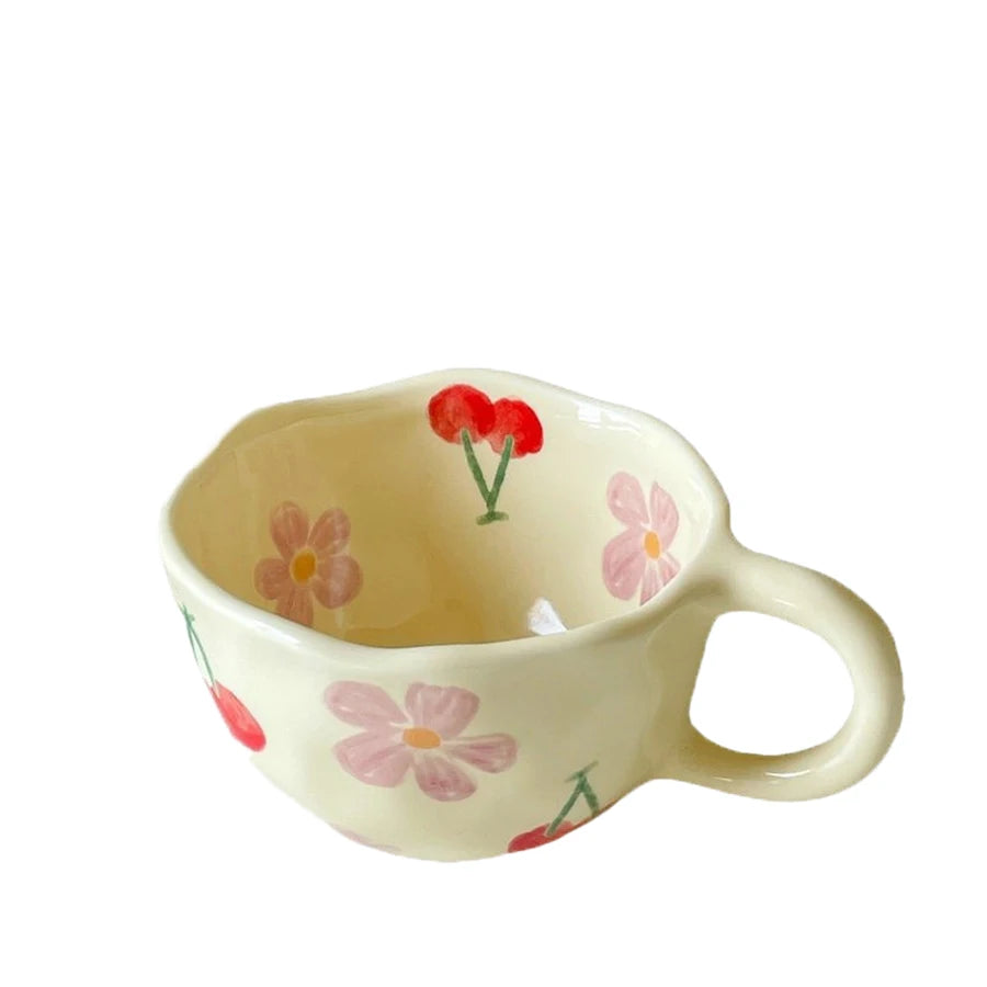 Handcrafted Vintage Floral Ceramic Coffee Mug
