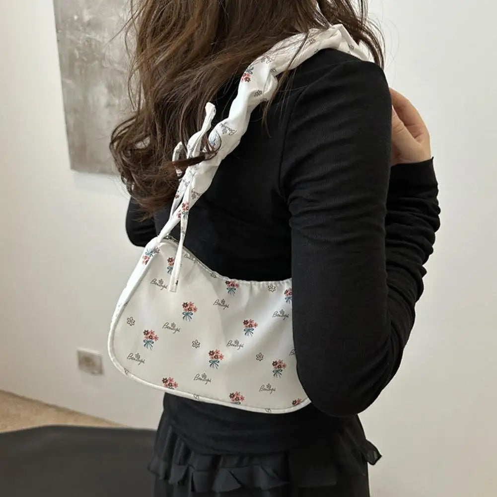 New Sweet Corduroy Tote Bag Trendy Gentle Zipper Underarm Bag Large Capacity Women Girl Y2k Strawberry Shoulder Bag