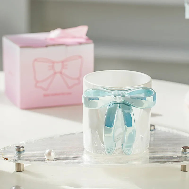 Premium Bowknot Ceramic Mug Creative Water Cup New Breakfast Cup Coffee Cup Women's Home Drinkware Breakfast Plates, Tableware