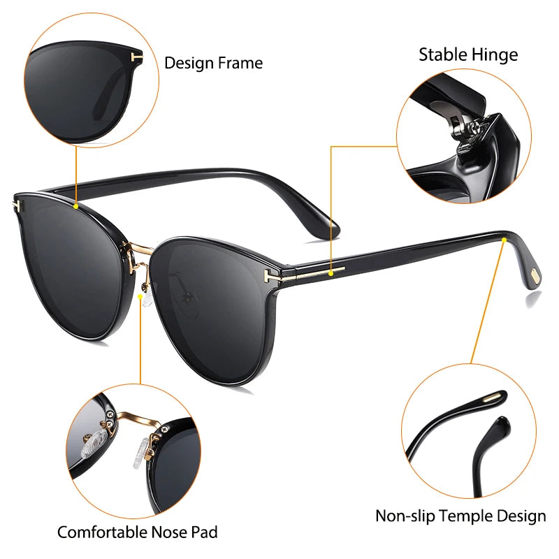 HBK Retro Polarized Sunglasses Woman Cat Eye Fashion Polar Sun Glasses Luxury Ladies Brand Ultralight Tourism Party Driving