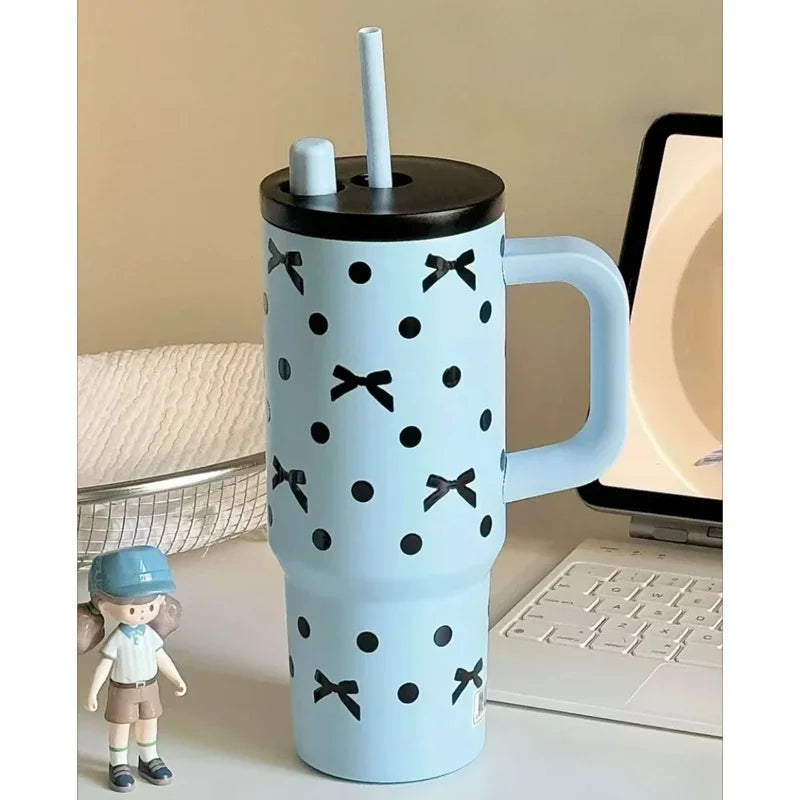 316 Stainless Steel Thermos Cup - Stylish Women's Portable Straw Tumbler