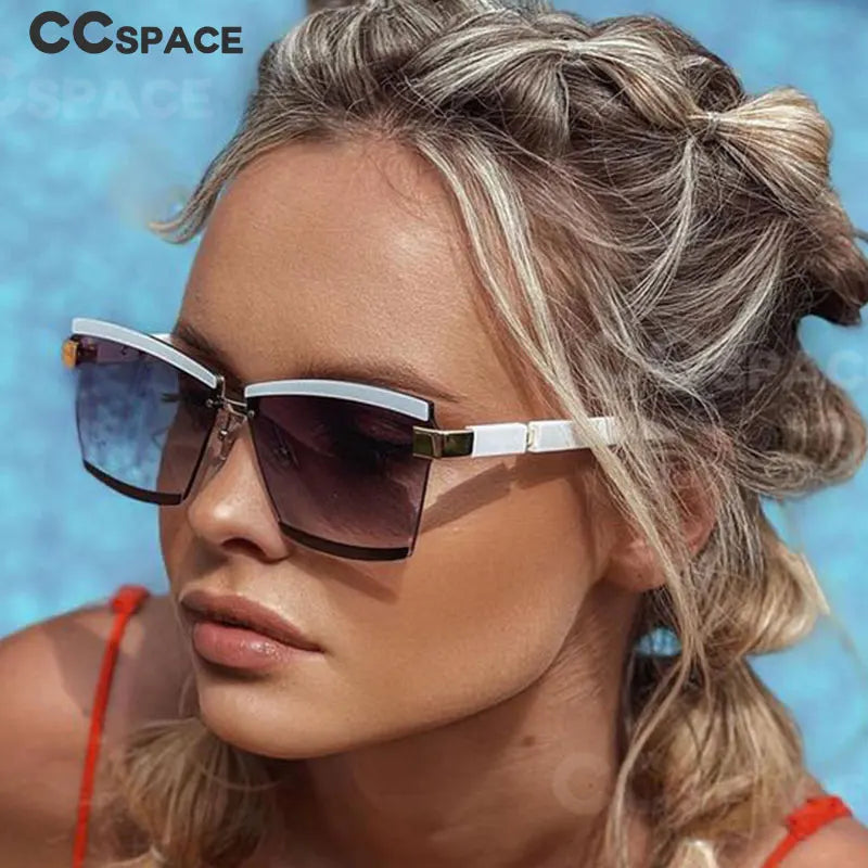47391 Rimless Square Luxury Sunglasses Brand Designer Men Women Fashion Shades Uv400 Vintage Glasses