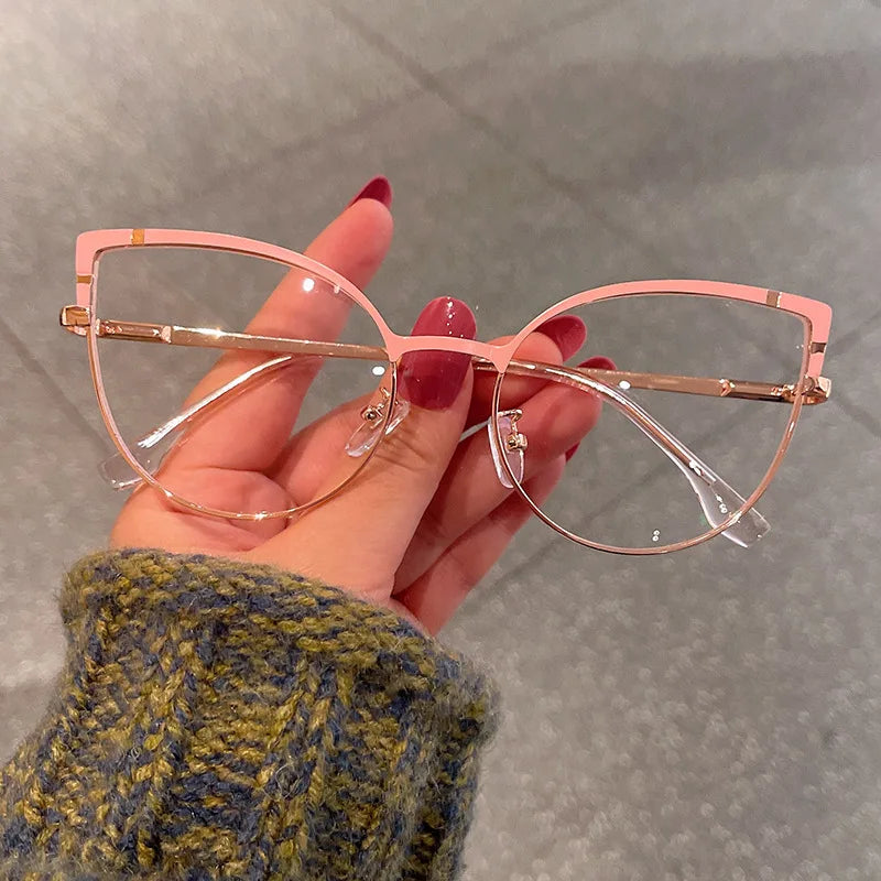 Cute cat eye glasses frame metal anti-blue light glasses female ins fashion spring leg glasses frame computer goggles whosale