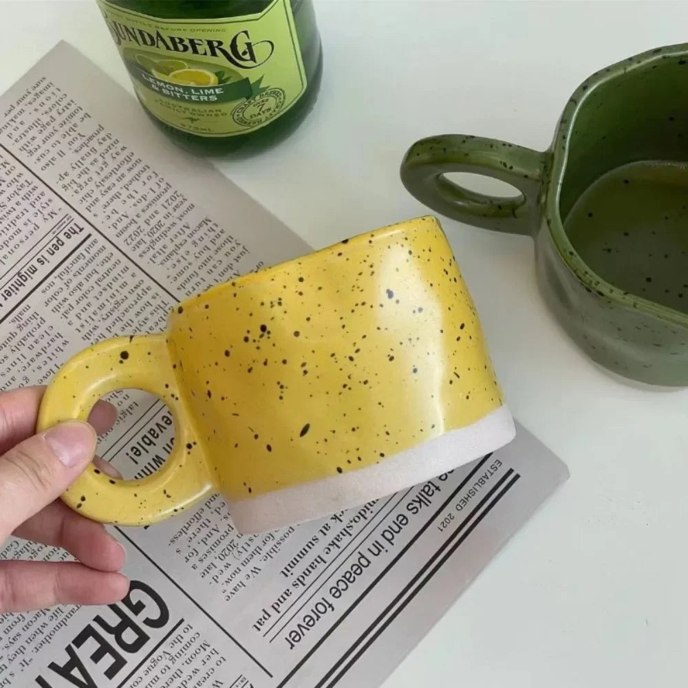280ml Ceramic Ring Handle Mug - Modern Print Coffee Cup
