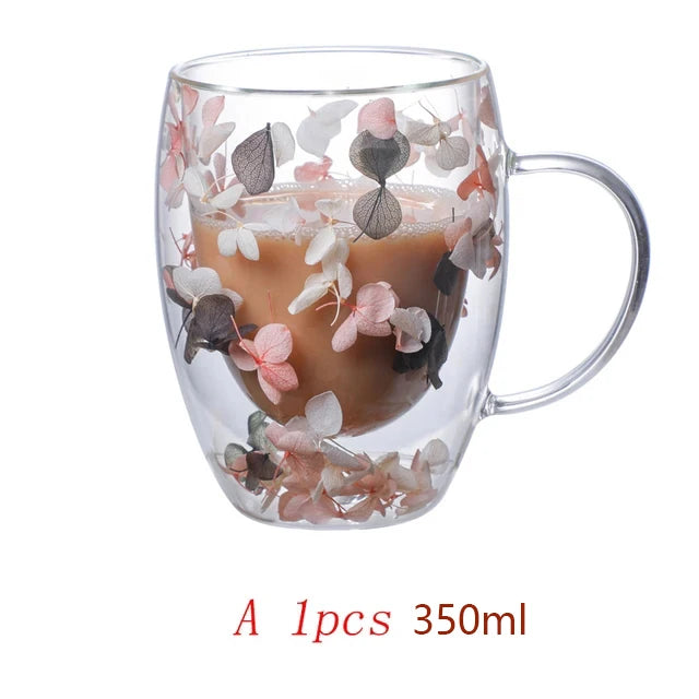 Christmas Double Wall Glass Mug - Heat Resistant Coffee Cup 250/350ml