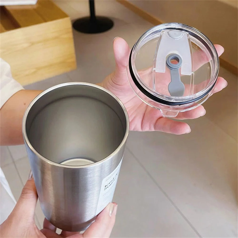 600ml Stainless Steel Thermos with Straw - BPA-Free Insulated Bottle