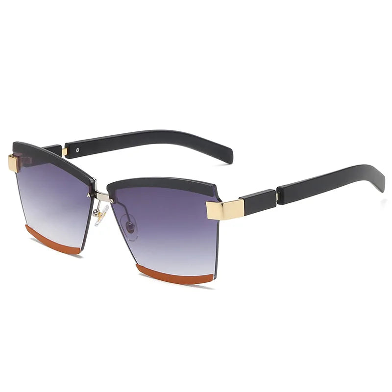 47391 Rimless Square Luxury Sunglasses Brand Designer Men Women Fashion Shades Uv400 Vintage Glasses