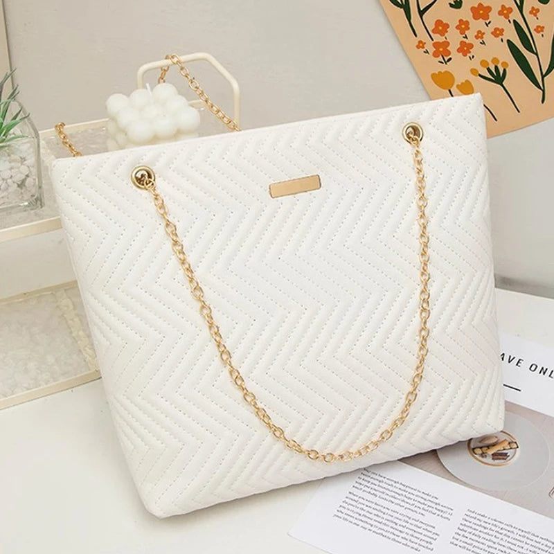 Women's Large Capacity PU Shoulder Tote Bag - Casual Crossbody Handbag