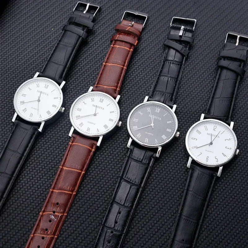 Men's Business Leather Strap Watch - Luxury Quartz Wristwatch
