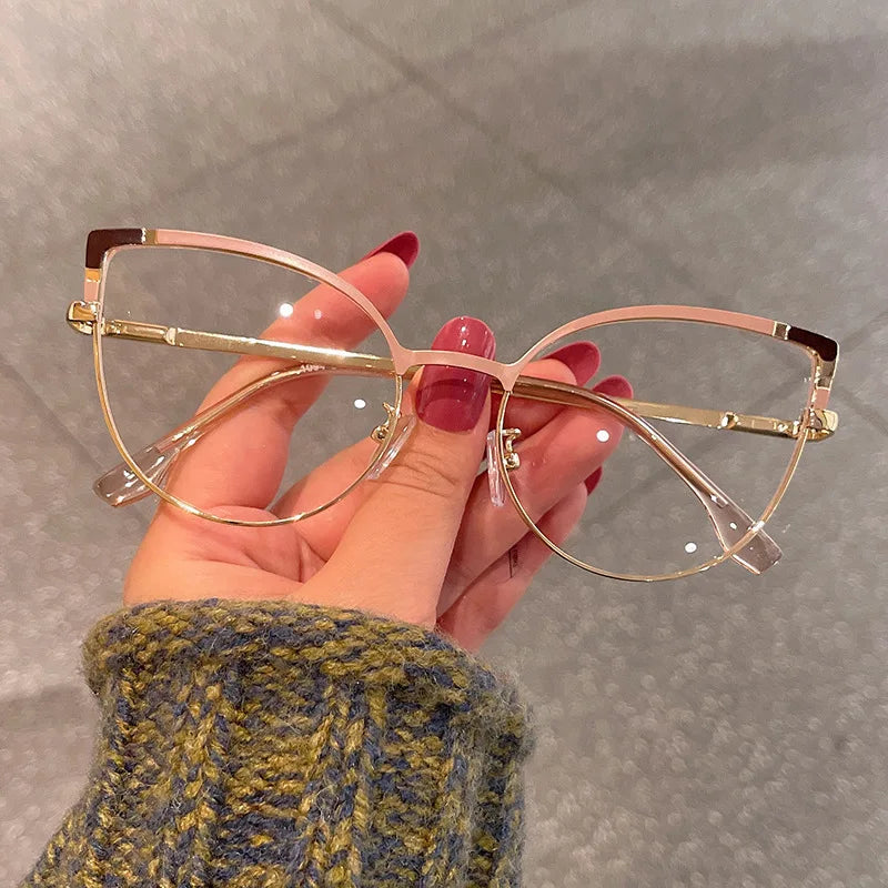 Cute cat eye glasses frame metal anti-blue light glasses female ins fashion spring leg glasses frame computer goggles whosale