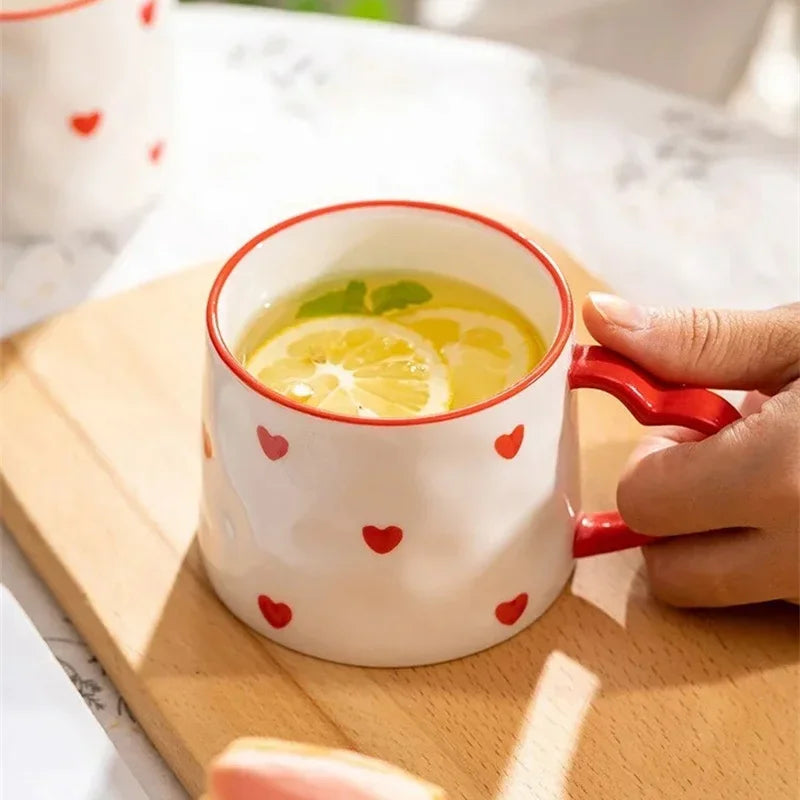 300ml Cute Ceramic Mug Creative Hand Made Coffee Cup Couples Cup Breakfast Milk Tea Mug Mother's Day Gift Wedding Gift