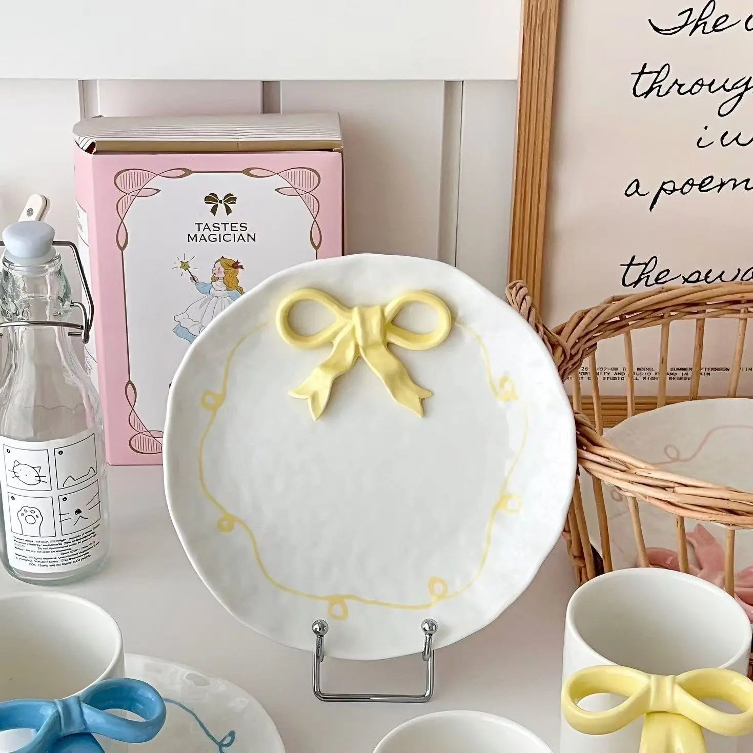 Premium Bowknot Ceramic Mug Creative Water Cup New Breakfast Cup Coffee Cup Women's Home Drinkware Breakfast Plates, Tableware
