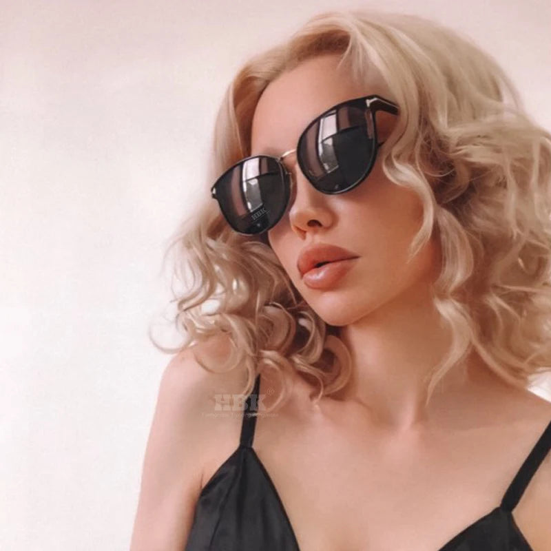 HBK Retro Polarized Sunglasses Woman Cat Eye Fashion Polar Sun Glasses Luxury Ladies Brand Ultralight Tourism Party Driving