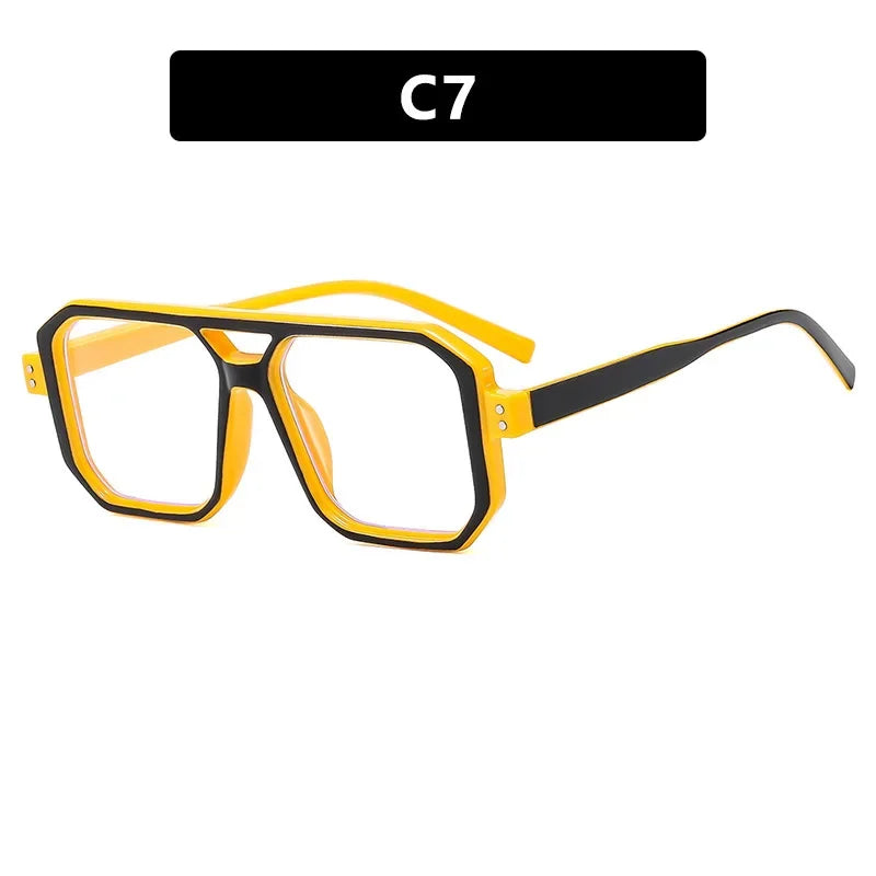 Vintage Brand Designer Square Sunglasses Women For Men Fashion Popular Luxury Sun Glasses Punk Rivet Double Color Eyeglasses