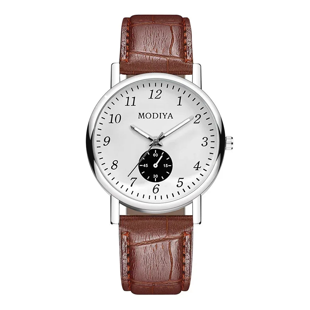 Men's Business Leather Strap Watch - Luxury Quartz Wristwatch