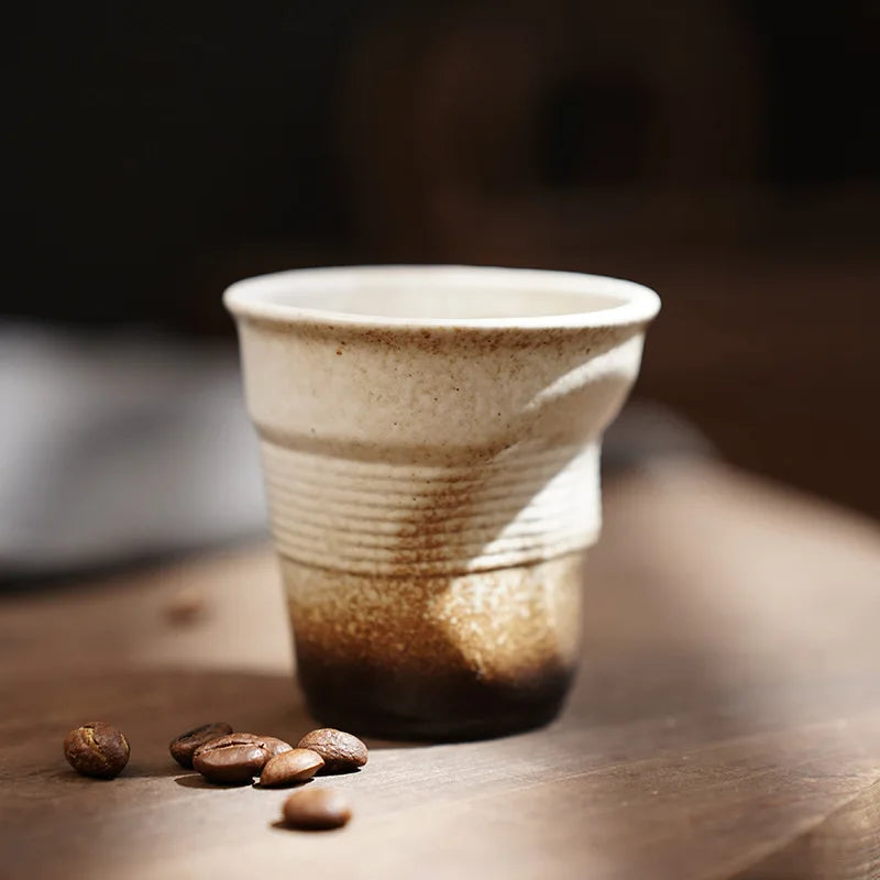 Mini Creative Irregular Coffee Cup - 90/180ml Retro Ceramic