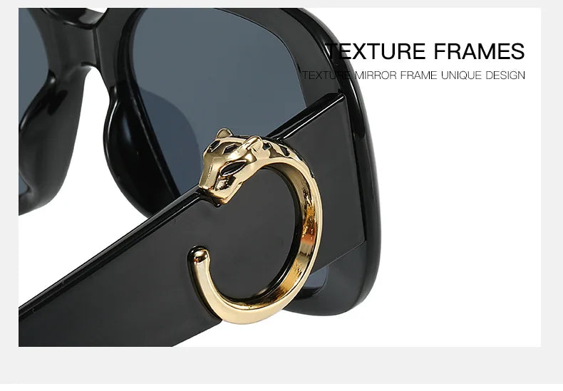 Big Frame Luxury Brand Designer Vintage Square Sunglasses Women For Men Sun Glasses Punk Classic Outdoor Gold Leopard Shades