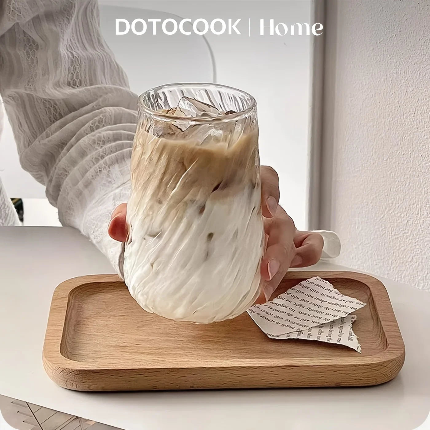 Glass Coffee Mug 400ml Striped Transparent Ice Cup for Tea Juice Milk Mocha Drinkware Kitchen Supplies