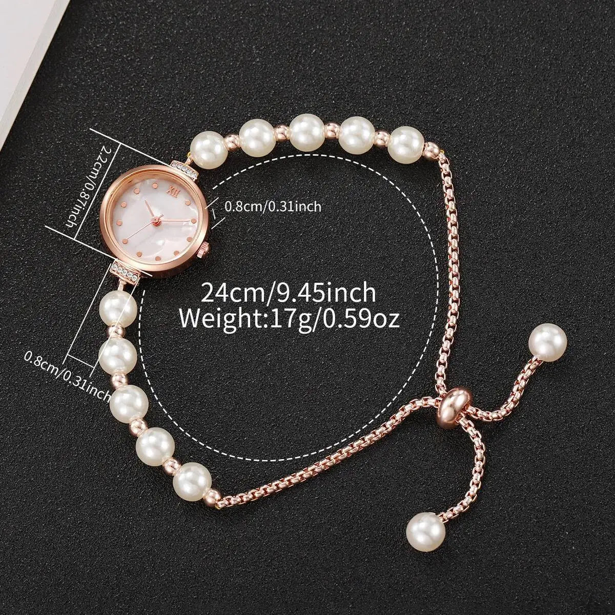 Fashion Women Watches Elegant Pearl Bracelet Band Quartz Wristwatch For Ladies Clock Reloj Mujer（Without Box）