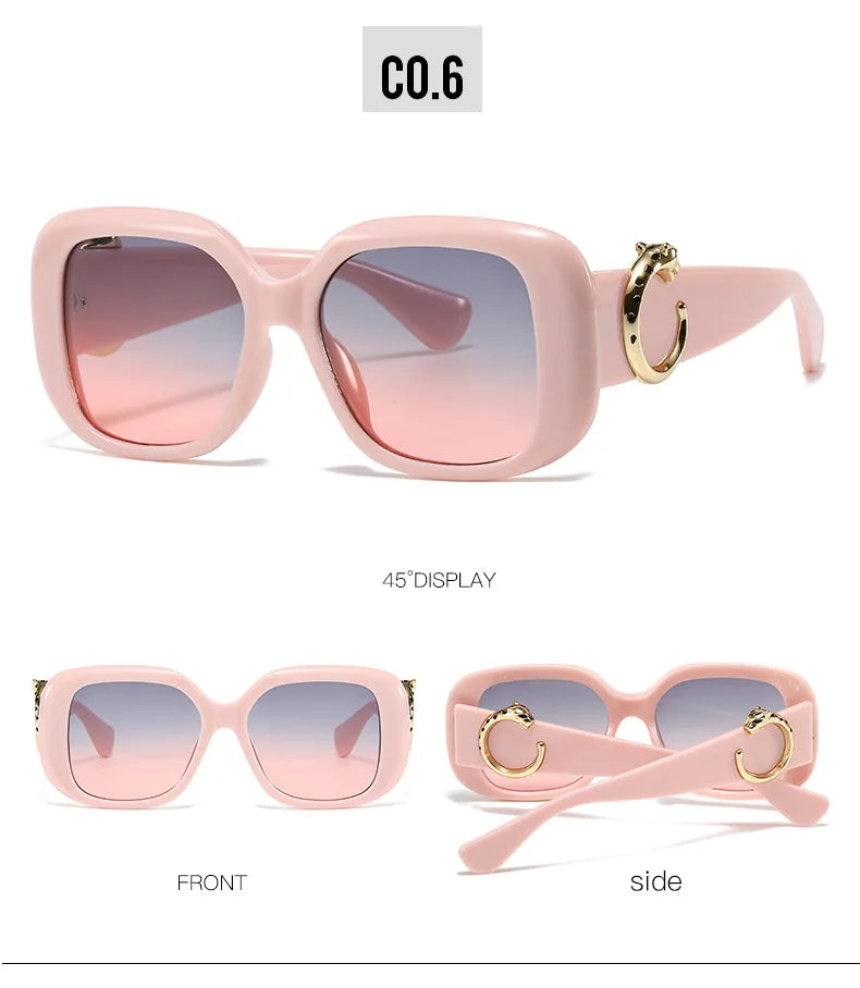 Big Frame Luxury Brand Designer Vintage Square Sunglasses Women For Men Sun Glasses Punk Classic Outdoor Gold Leopard Shades